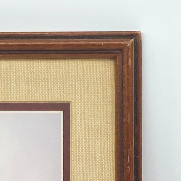 Vintage Framed Print Of Puppy & Kitten By Artist Marinich With Rustic Wooden Fra - Picture 4 of 4